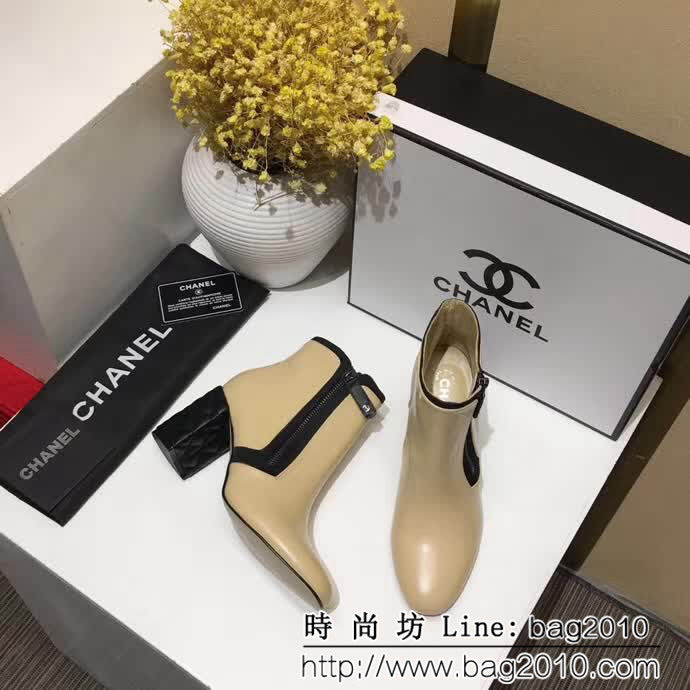 CHANEL香奈兒 2018秋冬走秀爆款 牛皮中跟短靴 QZS1393